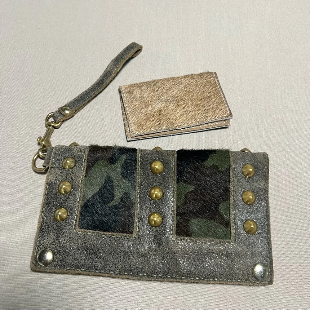 Maya Moon Handmade Recycled Leather Clutch Wallet Wristlet + Card Holder